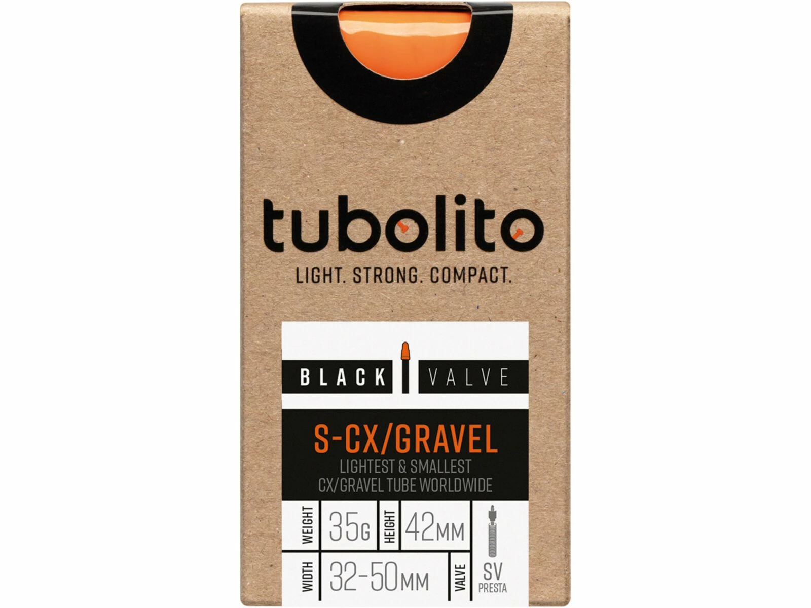 Tubolito S-Tubo CX/Gravel 42 Mm - 700C X 32-50 / Black Valve, Orange/black – Bild 2