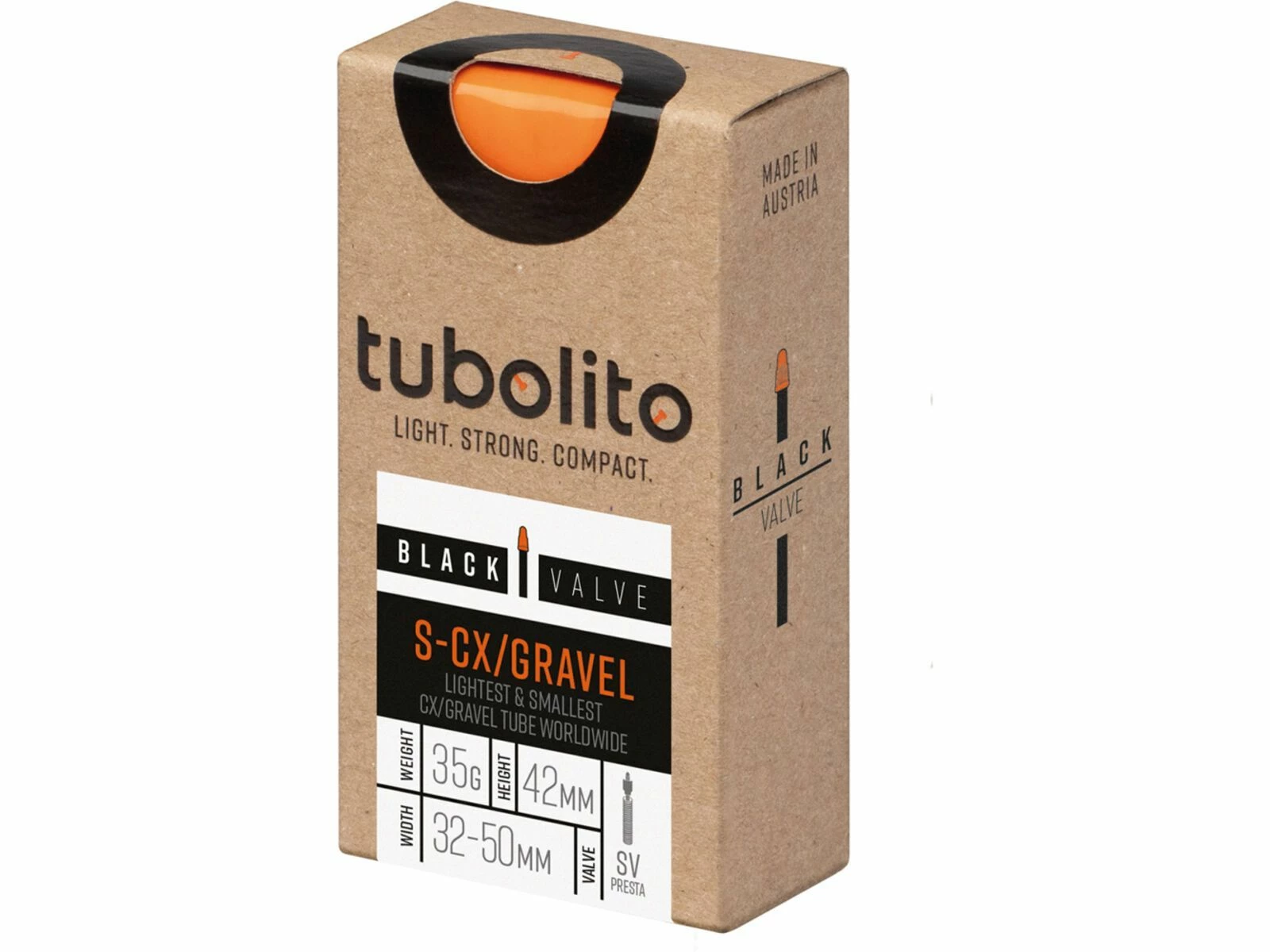 Tubolito S-Tubo CX/Gravel 42 Mm - 700C X 32-50 / Black Valve, Orange/black
